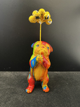 Ancizar Marin Sculptures  Ancizar Marin Sculptures  Pug with Balloons (Small) (Rainbow Swirl) (Yellow Balloons)