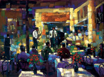 City Impressionism Originals and Prints City Impressionism Originals and Prints Martinis and Jazz (SN) (Framed)