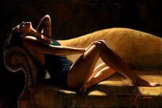 Fabian Perez Prints for Sale Fabian Perez Prints for Sale Paola on the Couch (Caramel)