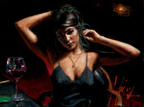 Fabian Perez Prints for Sale Fabian Perez Prints for Sale Saba at Las Brujas With Red Wine