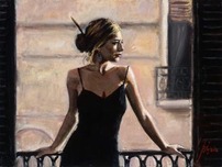 Fabian Perez Prints for Sale Fabian Perez Prints for Sale Balcony at Buenos Aires III - White Wall
