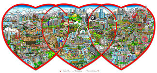 Charles Fazzino Art Charles Fazzino Art Hearts Across America (DX) 