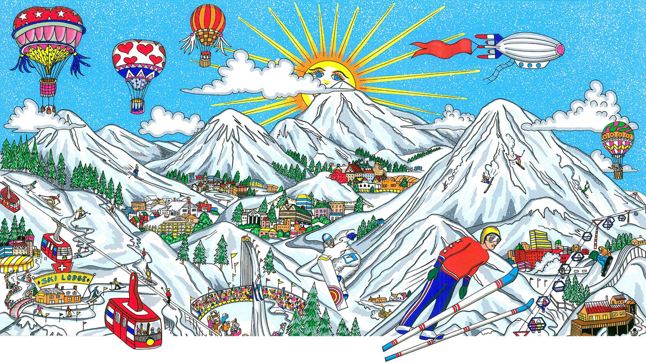Charles Fazzino Ski Vacation (DX)