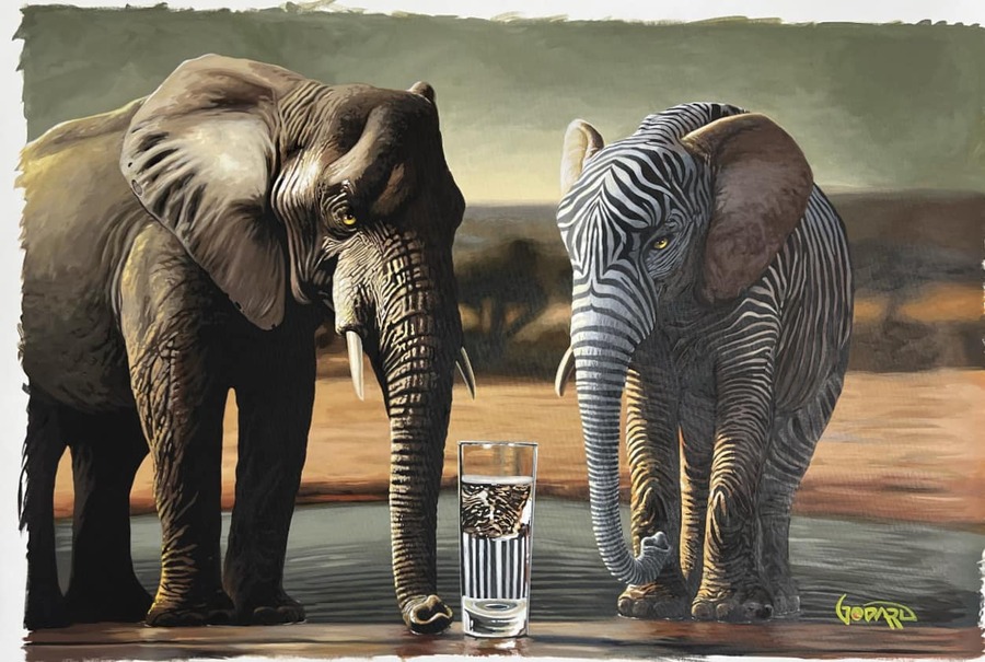 Michael Godard Don't Drink the Water (Elephants) (AP)