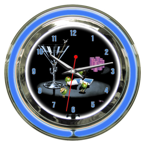 Michael Godard Pocket Rockets- Neon Clock (Large) 