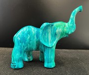Ancizar Marin Sculptures  Ancizar Marin Sculptures  Elephant (Small) (NS -Teal Swirl)