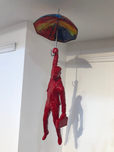Ancizar Marin Sculptures  Ancizar Marin Sculptures  Umbrella with Businessman (Rainbow Umbrella, Red Figure)