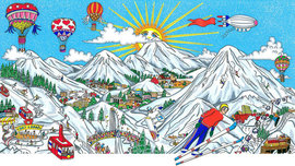 Charles Fazzino Art Charles Fazzino Art Ski Vacation (DX) (Framed)