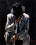 Fabian Perez Fabian Perez Smoking Under the Light in White Suit