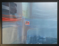 Fine Artwork On Sale Fine Artwork On Sale Abstract Artwork - Blue with Red Accent (Framed)
