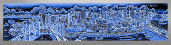 Charles Fazzino Art Charles Fazzino Art Along The East River, NYC (AP) (Blue) (ALU)
