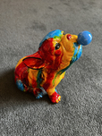 Ancizar Marin Sculptures  Ancizar Marin Sculptures  Frenchie with Bubble (Small) (SS - Rainbow Swirl and Blue Bubble)