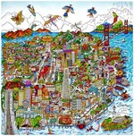 Charles Fazzino Art Charles Fazzino Art Let's Go Fly A Kite...San Francisco (Framed) (DX) 