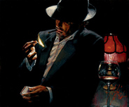 Fabian Perez Fabian Perez Man Lighting Cigarette II