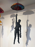 Ancizar Marin Sculptures  Ancizar Marin Sculptures  Umbrella with Businessman (Rainbow Umbrella, Pewter Figure)