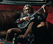 Fabian Perez Fabian Perez Self Portrait with Guitar on the Couch