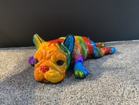 Ancizar Marin Sculptures  Ancizar Marin Sculptures  Small Frenchie on Stomach (Small) (Rainbow)