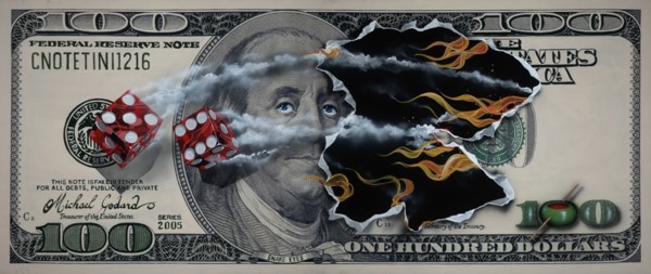Michael Godard $100 Bill with Snake Eyes (Mural)