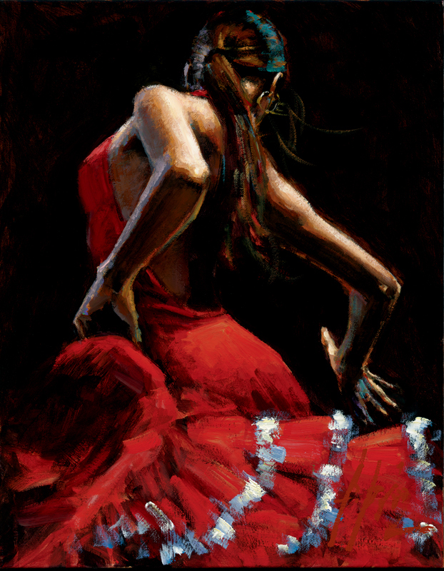 Fabian Perez Dancer In Red With White