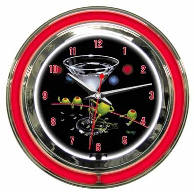 Michael Godard Dirty Martini- Neon Clock (Small) 