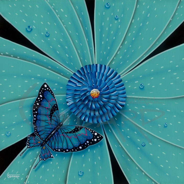 Michael Godard Butterfly Colored Flower (Paper) (SN) 