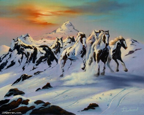 Jim Warren Horses in The Snow