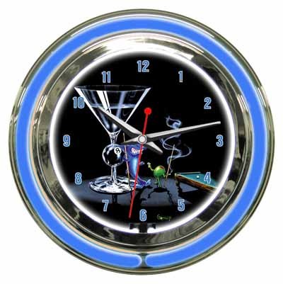 Michael Godard Pool Shark- Neon Clock (Small) 