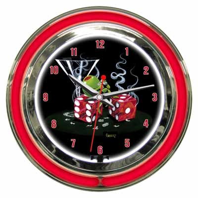 Michael Godard Sitting on Seven - Neon Clock (Large) 