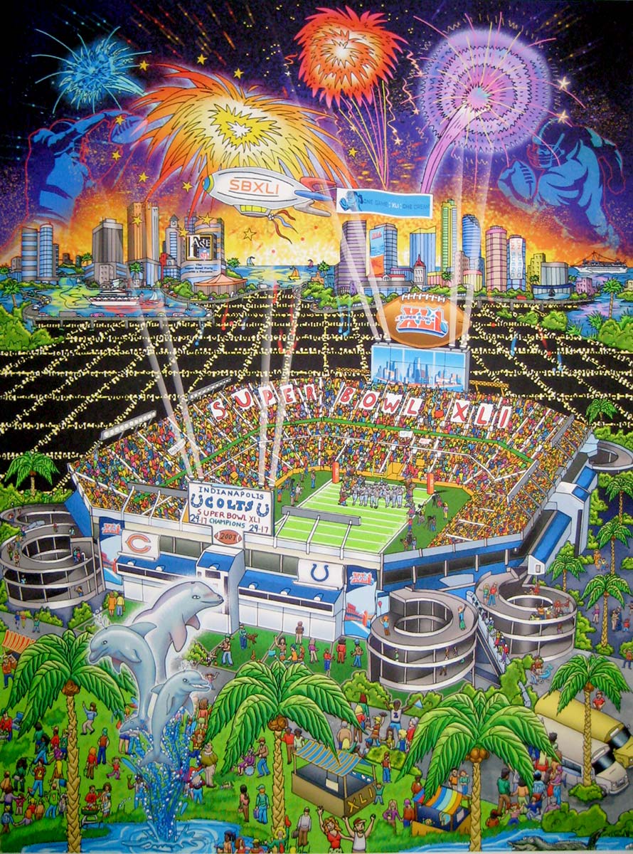 Charles Fazzino Super Bowl XLI: Miami (DX)