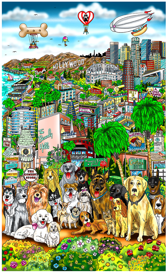 Charles Fazzino Every Dog Has Its Day in LA (DX)