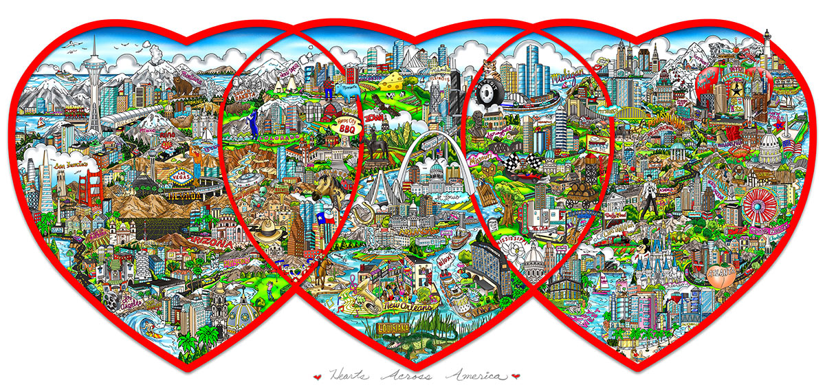 Charles Fazzino Hearts Across America (DX) 