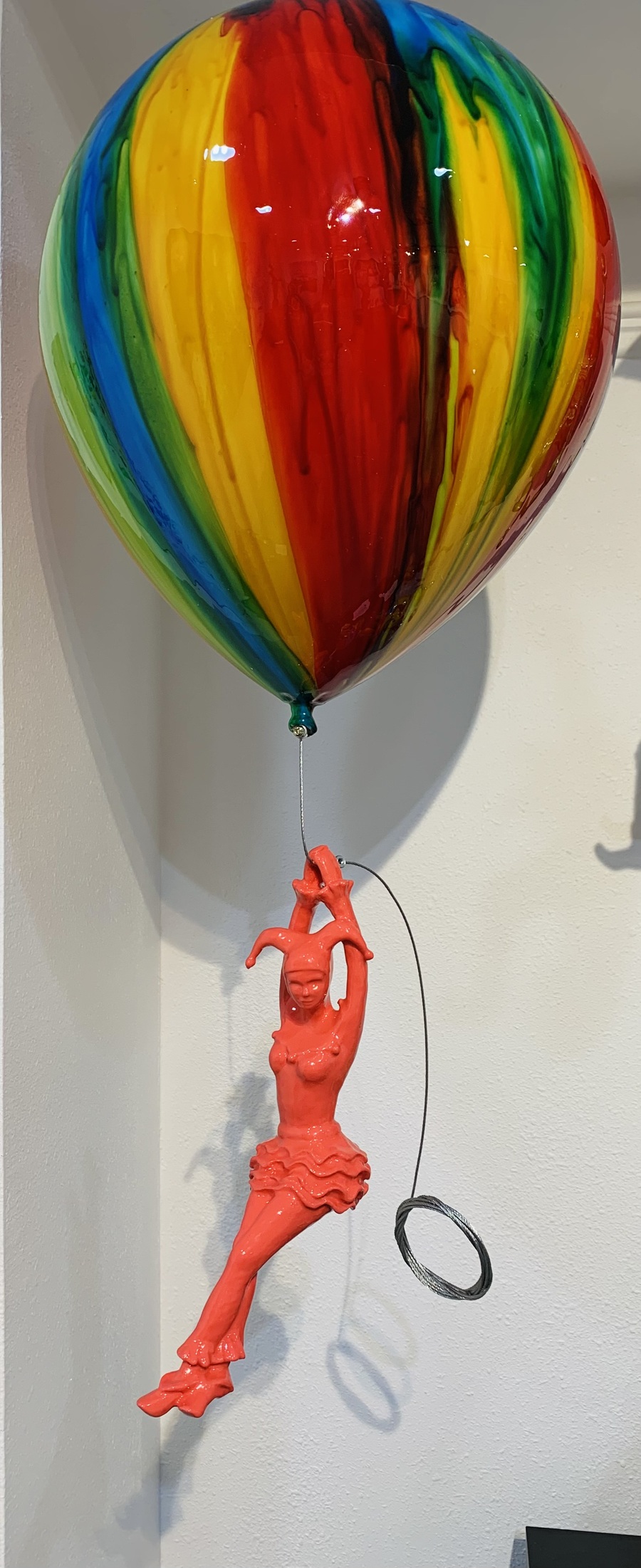 Ancizar Marin Balloon with Female Jester (Rainbow Balloon, Coral Figure)