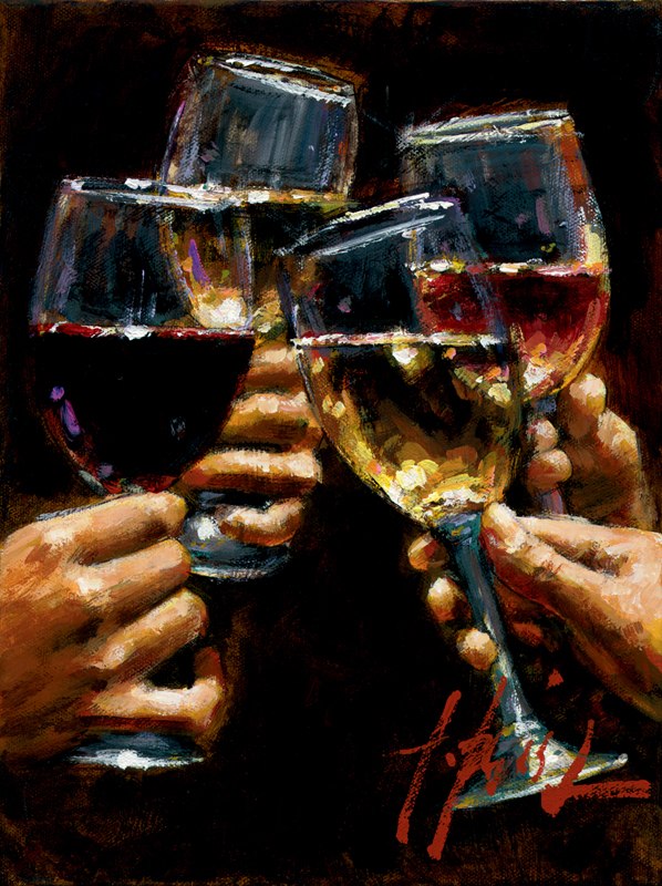 Fabian Perez Red, White, and Rose (Vertical)