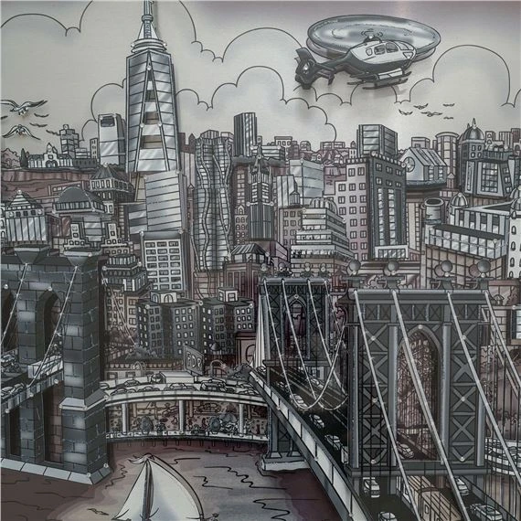 Charles Fazzino Along The East River, NYC