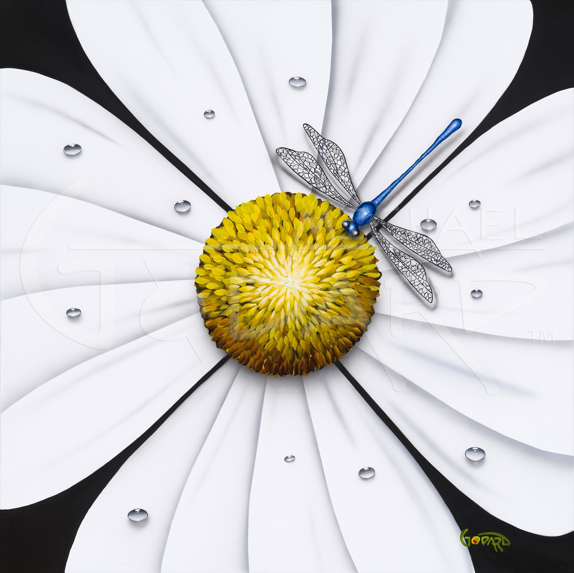 White Flower Dragonfly Michael Godard